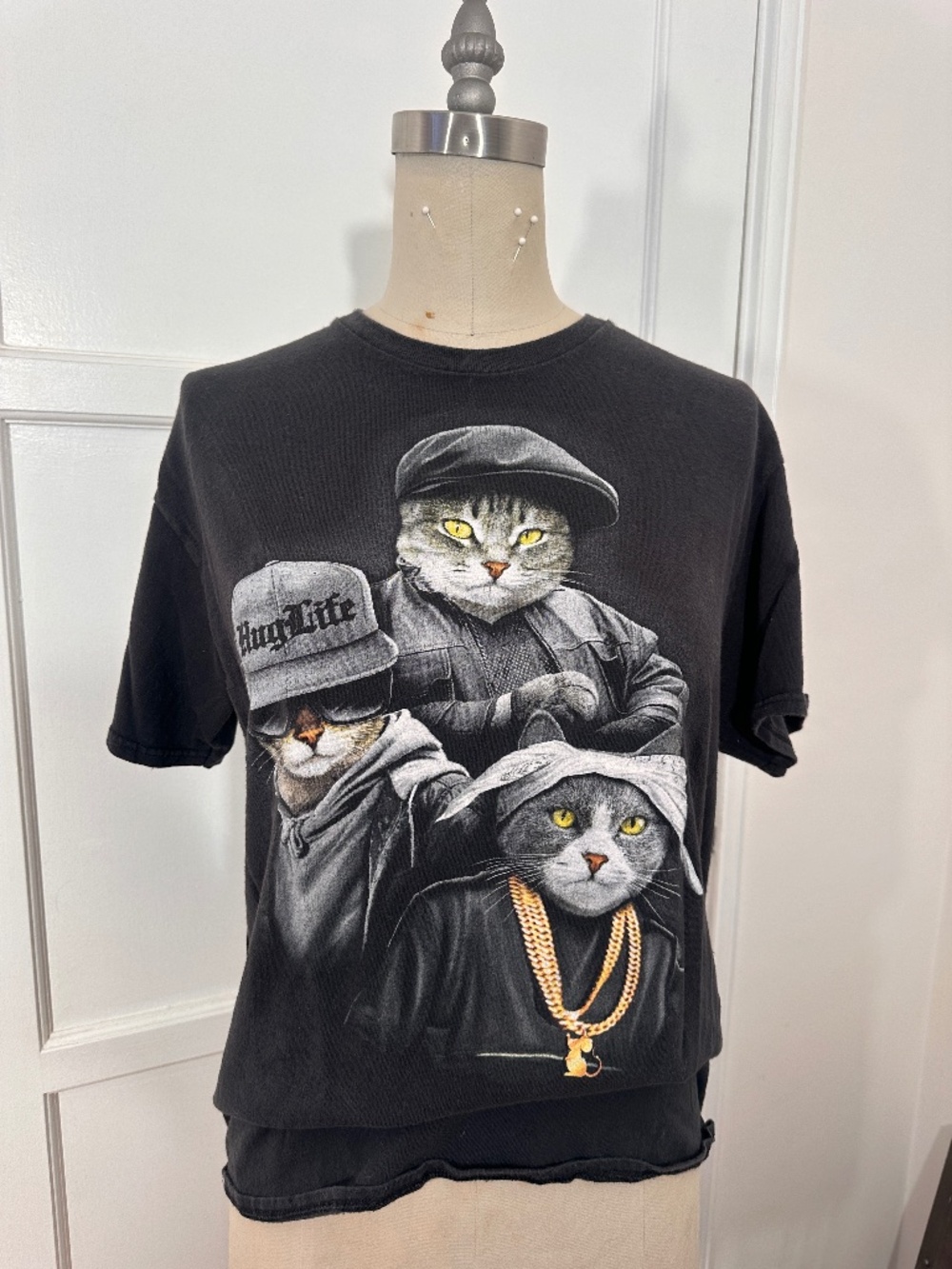 graphic tee with hood cats